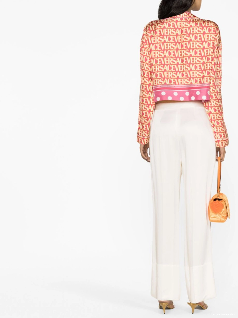 Cheap cropped Women Allover Versace Versace silk shirt 0407